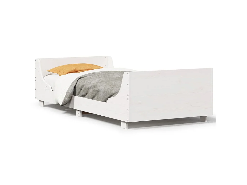Bedframe zonder matras massief grenenhout wit 90x200 cm