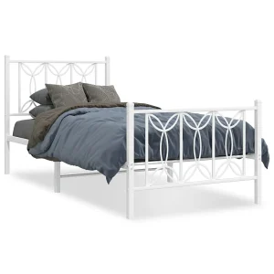 Bedframe met hoofd- en voeteneinde metaal wit 80×200 cm Bedframe met hoofd- en voeteneinde metaal wit 80×200 cm