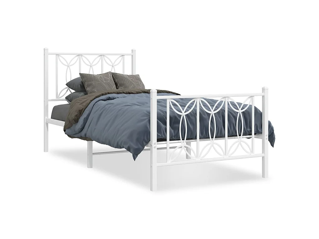 Bedframe met hoofd- en voeteneinde metaal wit 80x200 cm