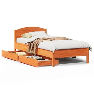 Bedframe zonder matras massief grenenhout wasbruin 100×200 cm Bedframe zonder matras massief grenenhout wasbruin 100×200 cm