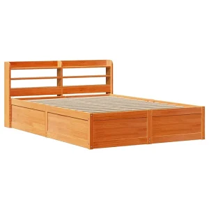 Bedframe met hoofdbord massief grenenhout wasbruin 120×190 cm Bedframe met hoofdbord massief grenenhout wasbruin 120×190 cm