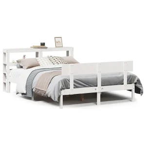 Bedframe zonder matras massief grenenhout wit 140×190 cm Bedframe zonder matras massief grenenhout wit 140×190 cm