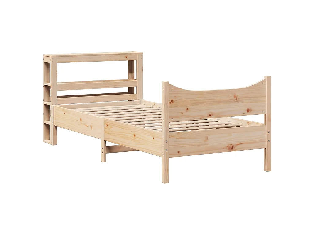 Bedframe met hoofdbord massief grenenhout 75x190 cm