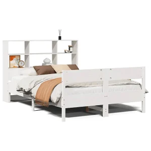 Bed met boekenkast zonder matras grenenhout wit 160×200 cm Bed met boekenkast zonder matras grenenhout wit 160×200 cm