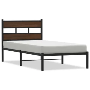 Bedframe met hoofdbord zonder matras bruin eikenkleur 75×190 cm Bedframe met hoofdbord zonder matras bruin eikenkleur 75×190 cm