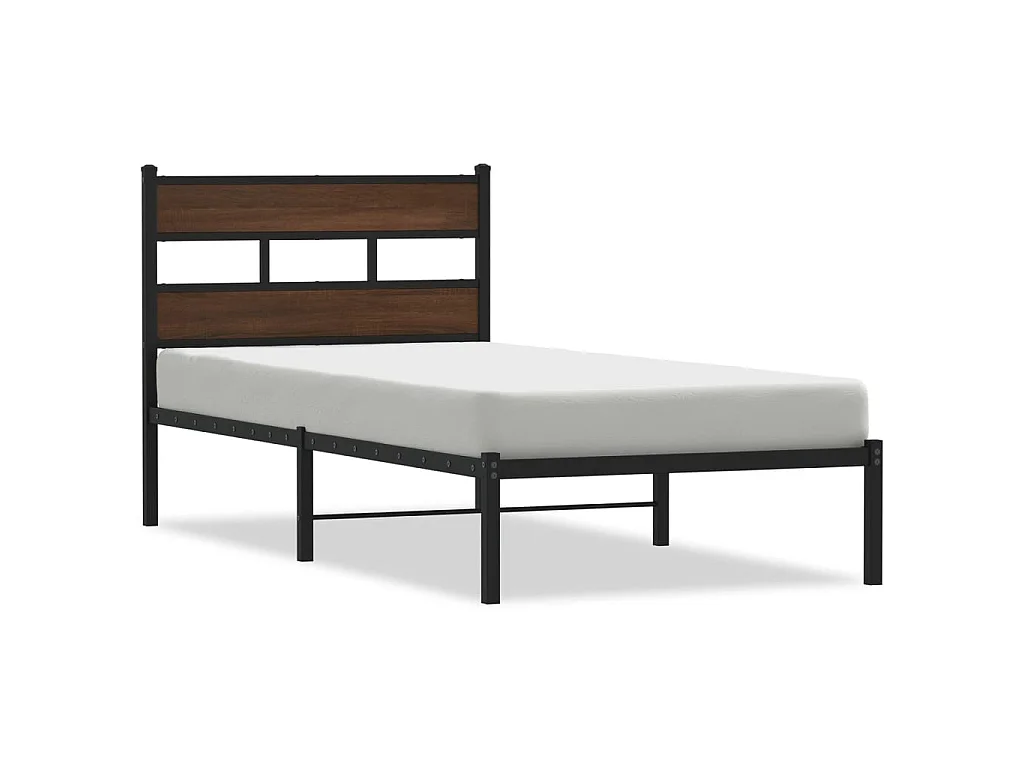 Bedframe met hoofdbord zonder matras bruin eikenkleur 75x190 cm
