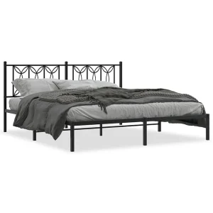 Bedframe met hoofdbord metaal zwart 183×213 cm Bedframe met hoofdbord metaal zwart 183×213 cm