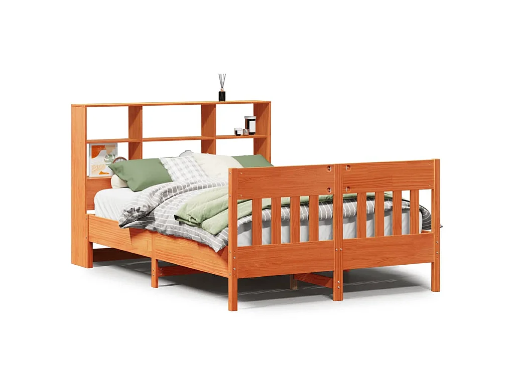 Bedframe zonder matras massief grenenhout wasbruin 140x200 cm
