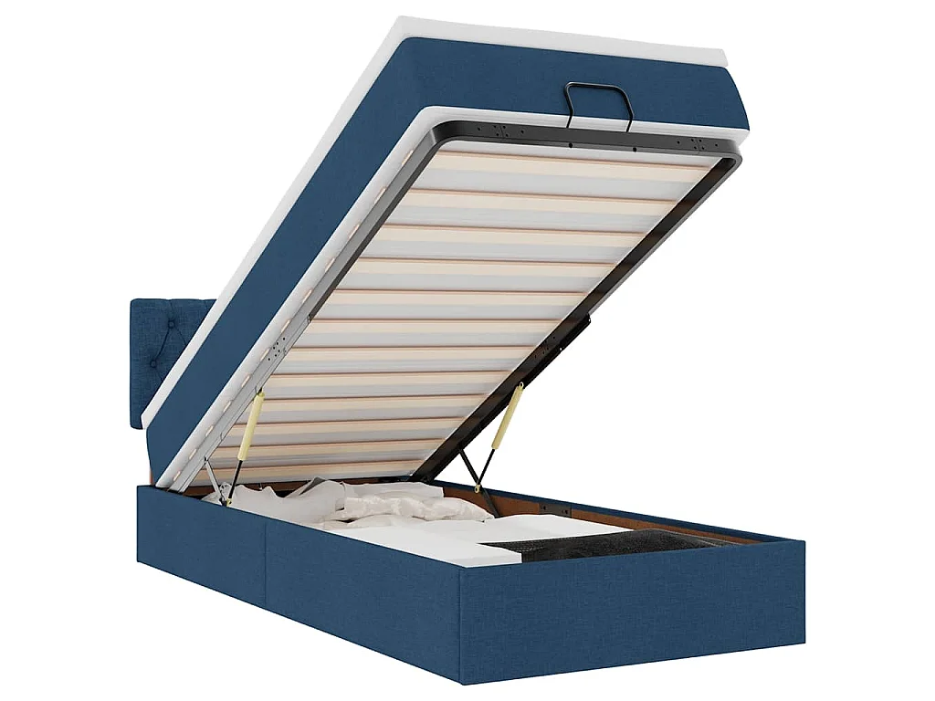 Bed met matras 90x200 cm stof blauw