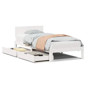Bedframe met lades massief grenenhout wit 100×200 cm Bedframe met lades massief grenenhout wit 100×200 cm