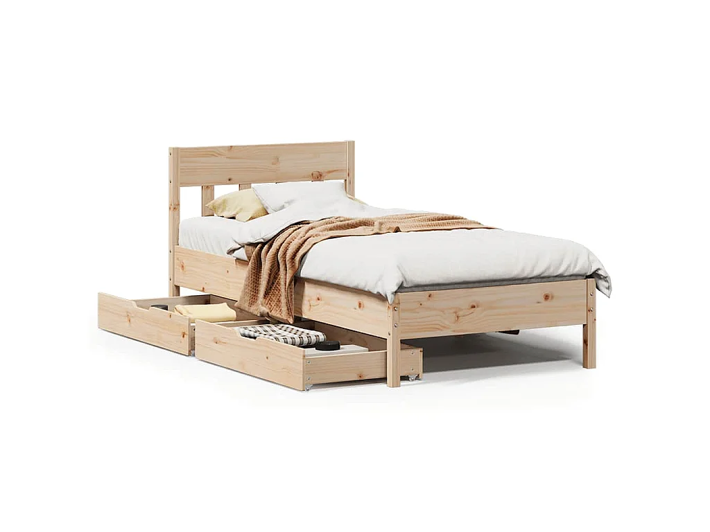 Bedframe zonder matras massief grenenhout 75x190 cm