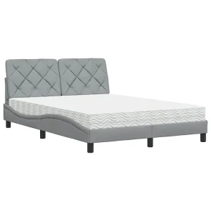 Bed met matras stof lichtgrijs 120×200 cm Bed met matras stof lichtgrijs 120×200 cm