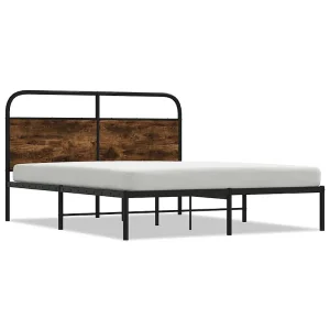 Bedframe zonder matras bewerkt hout gerookt eiken 120×200 cm Bedframe zonder matras bewerkt hout gerookt eiken 120×200 cm