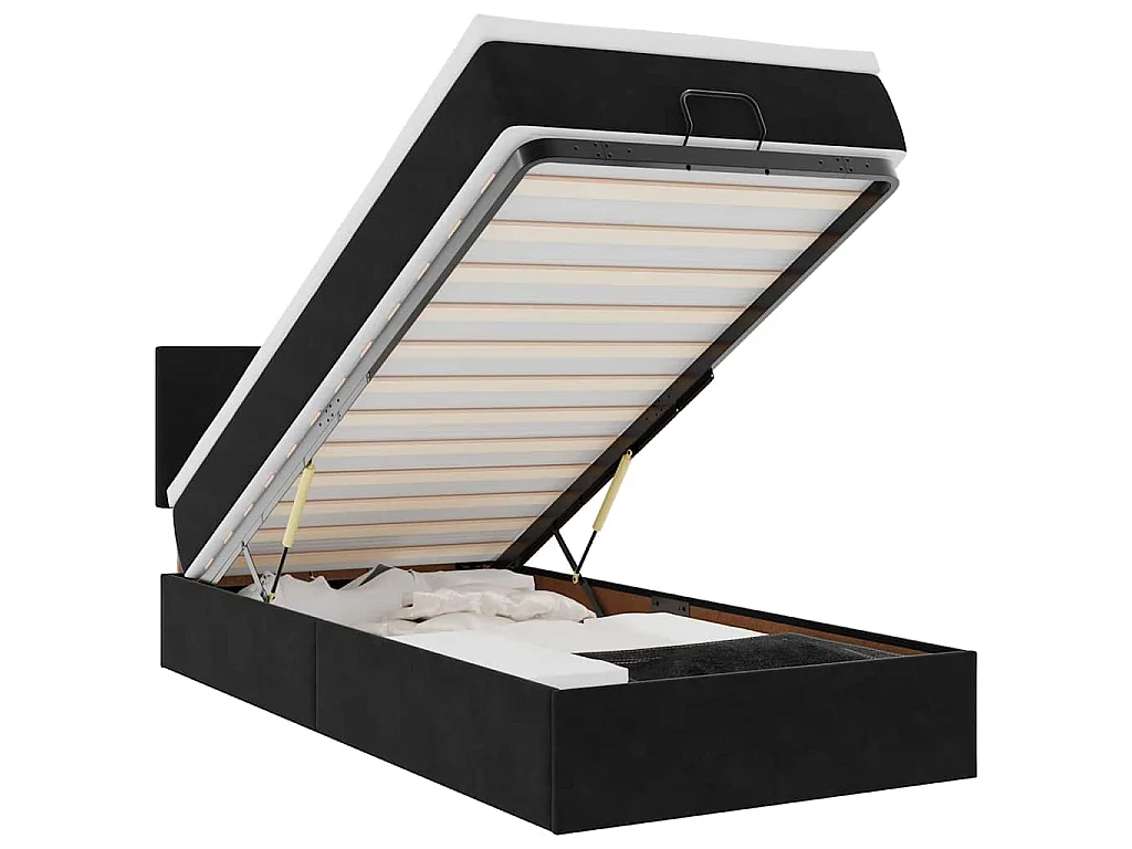 Bed poef met matras en LED's 80x200 cm fluweel zwart