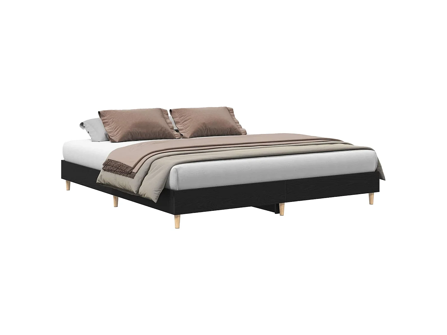 Bedframe Zwart Eiken 203 x 163 x 25 cm Bewerkt hout