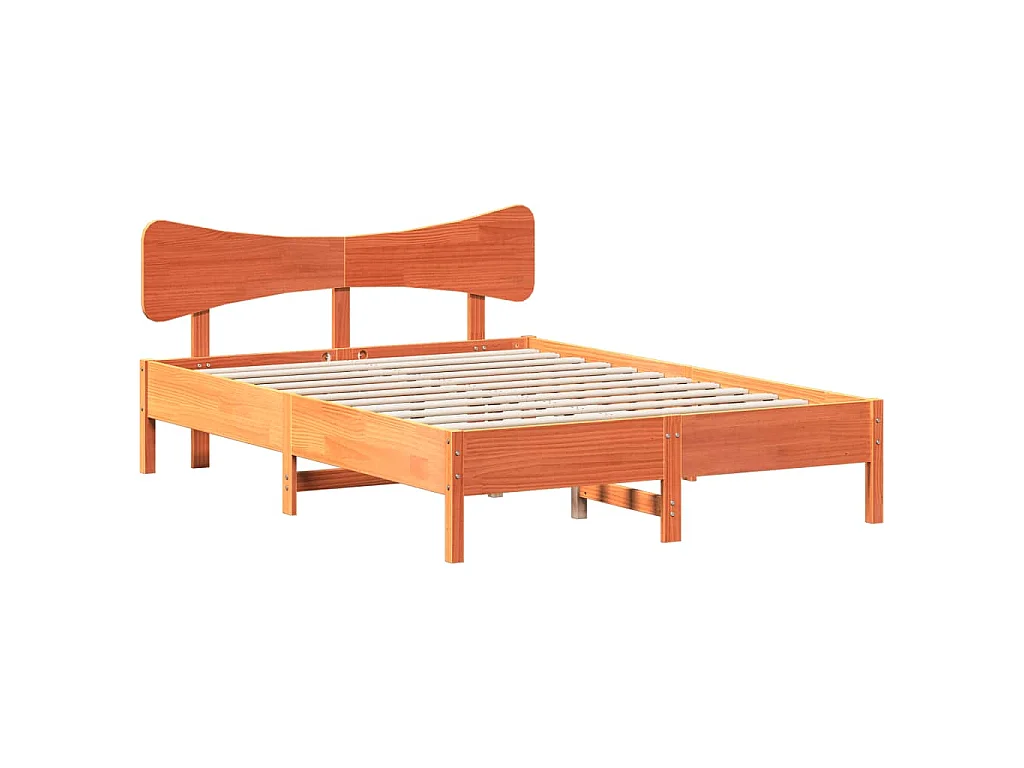 Bed met matras massief grenenhout wasbruin 140x190 cm