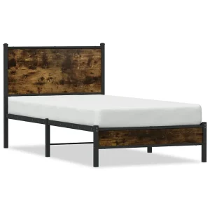 Bedframe zonder matras metaal gerookt eikenkleurig 75×190 cm Bedframe zonder matras metaal gerookt eikenkleurig 75×190 cm