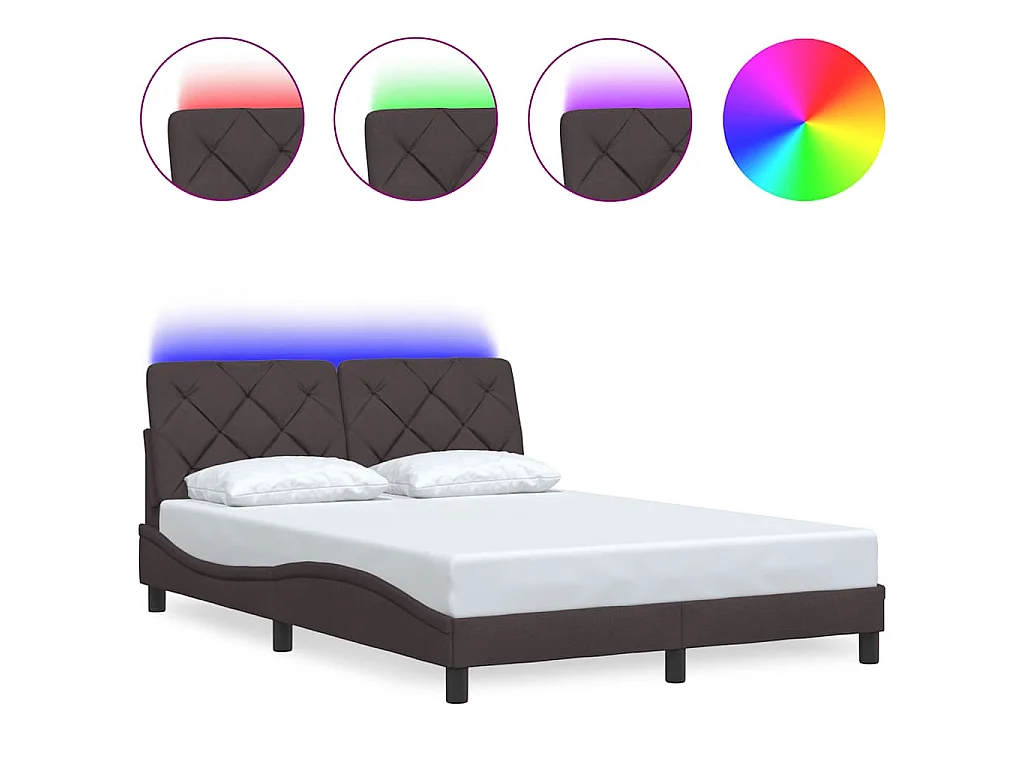 Bedframe met LED zonder matras 140x200 cm stof donkerbruin