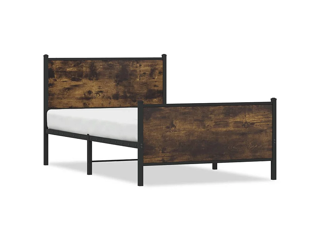Bedframe zonder matras metaal gerookt eikenkleurig 100x190 cm