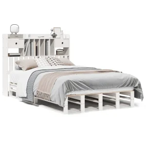 Bed met boekenkast zonder matras grenenhout wit 135×190 cm Bed met boekenkast zonder matras grenenhout wit 135×190 cm
