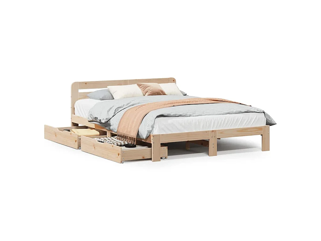 Bedframe zonder matras massief grenenhout 135x190 cm
