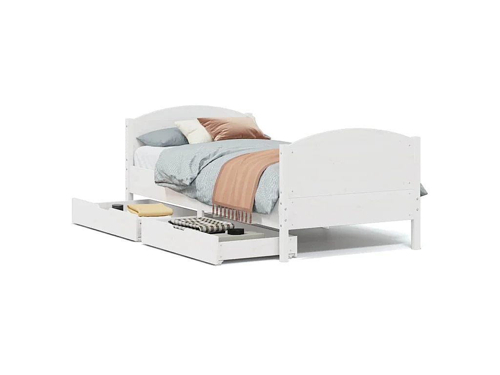 Bedframe zonder matras massief grenenhout wit 140x200 cm