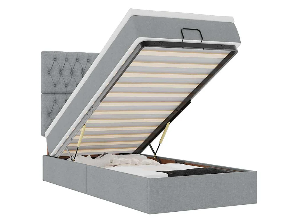 Bed met matras 90x200 cm stof lichtgrijs
