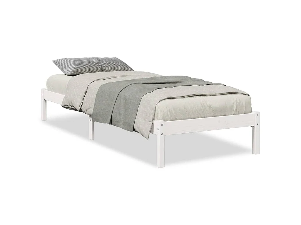 Bedframe extra lang zonder matras grenenhout wit 80x210 cm