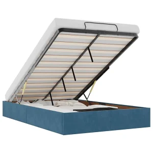 Bedframe zonder matras 120×190 cm fluweel donkerblauw Bedframe zonder matras 120×190 cm fluweel donkerblauw