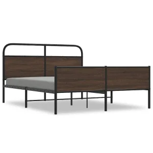 Bedframe zonder matras metaal bruin eikenkleurig 150×200 cm Bedframe zonder matras metaal bruin eikenkleurig 150×200 cm