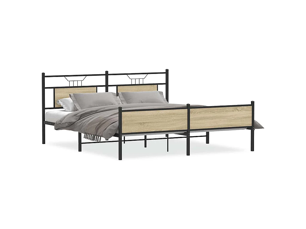 Bedframe zonder matras metaal sonoma eikenkleurig 180x200 cm