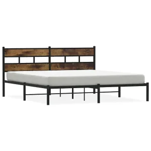 Bedframe zonder matras metaal gerookt eikenkleurig 193×203 cm Bedframe zonder matras metaal gerookt eikenkleurig 193×203 cm