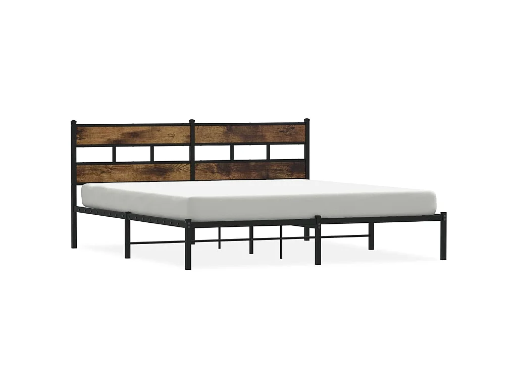 Bedframe zonder matras metaal gerookt eikenkleurig 193x203 cm