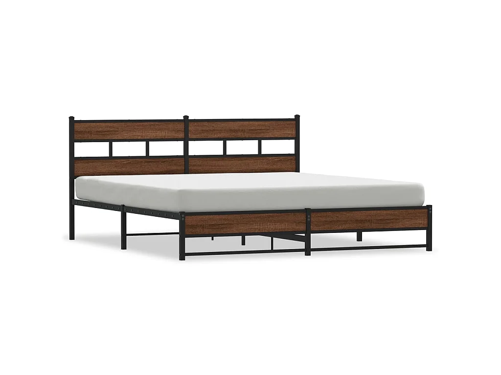 Bedframe zonder matras metaal bruin eikenkleur 193x203 cm