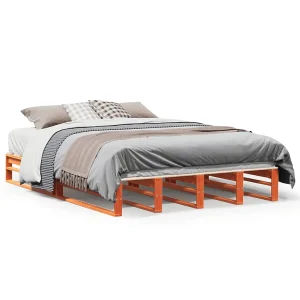 Bedframe zonder matras massief grenenhout wasbruin 140×200 cm Bedframe zonder matras massief grenenhout wasbruin 140×200 cm