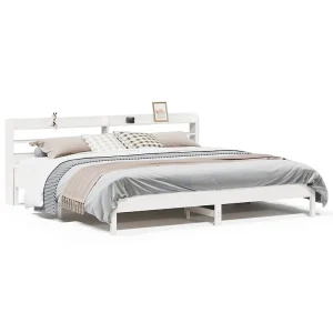Bedframe zonder matras massief grenenhout wit 200×200 cm Bedframe zonder matras massief grenenhout wit 200×200 cm
