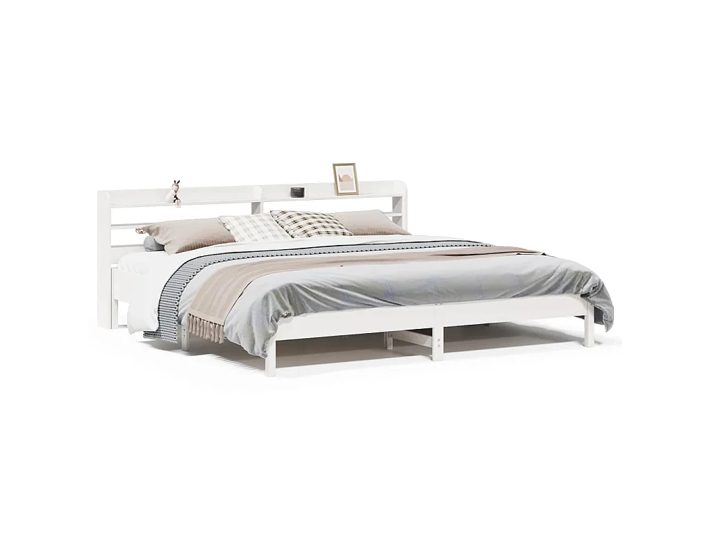 Bedframe zonder matras massief grenenhout wit 200x200 cm
