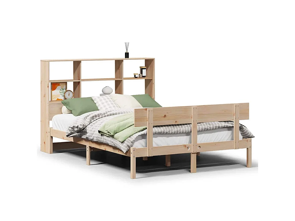 Bed met boekenkast zonder matras massief grenenhout 160x200 cm