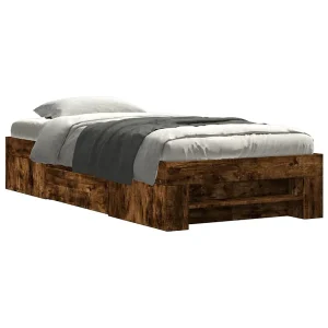 Bedframe zonder matras hout gerookt eikenkleurig 75×190 cm