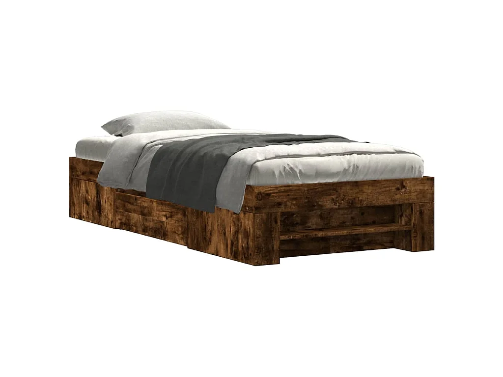 Bedframe zonder matras hout gerookt eikenkleurig 75x190 cm