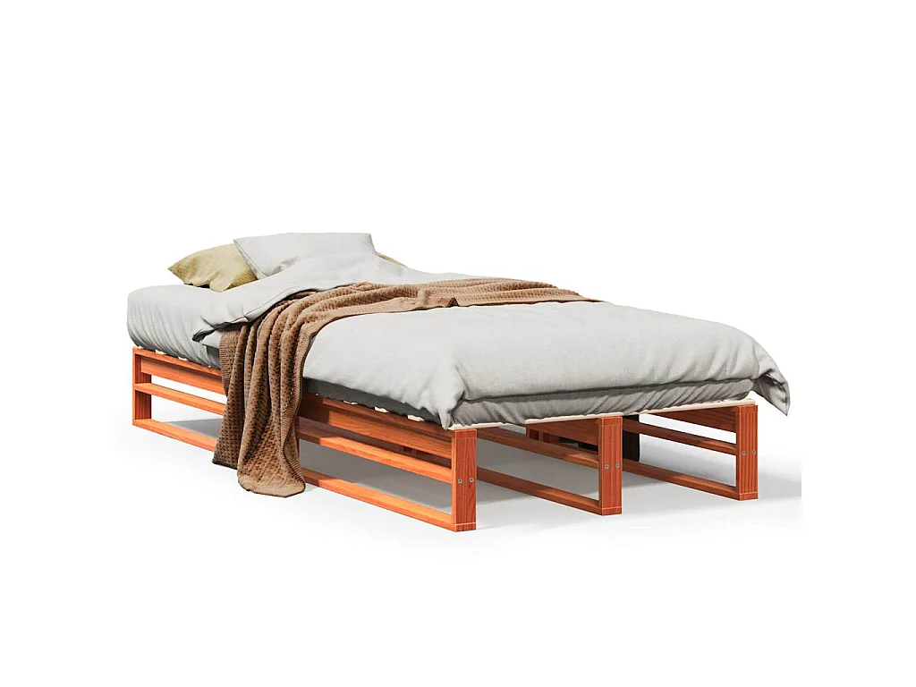 Bedframe zonder matras massief grenenhout wasbruin 100x200 cm