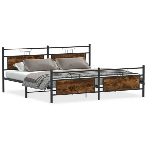 Bedframe zonder matras metaal gerookt eikenkleurig 193×201 cm Bedframe zonder matras metaal gerookt eikenkleurig 193×201 cm