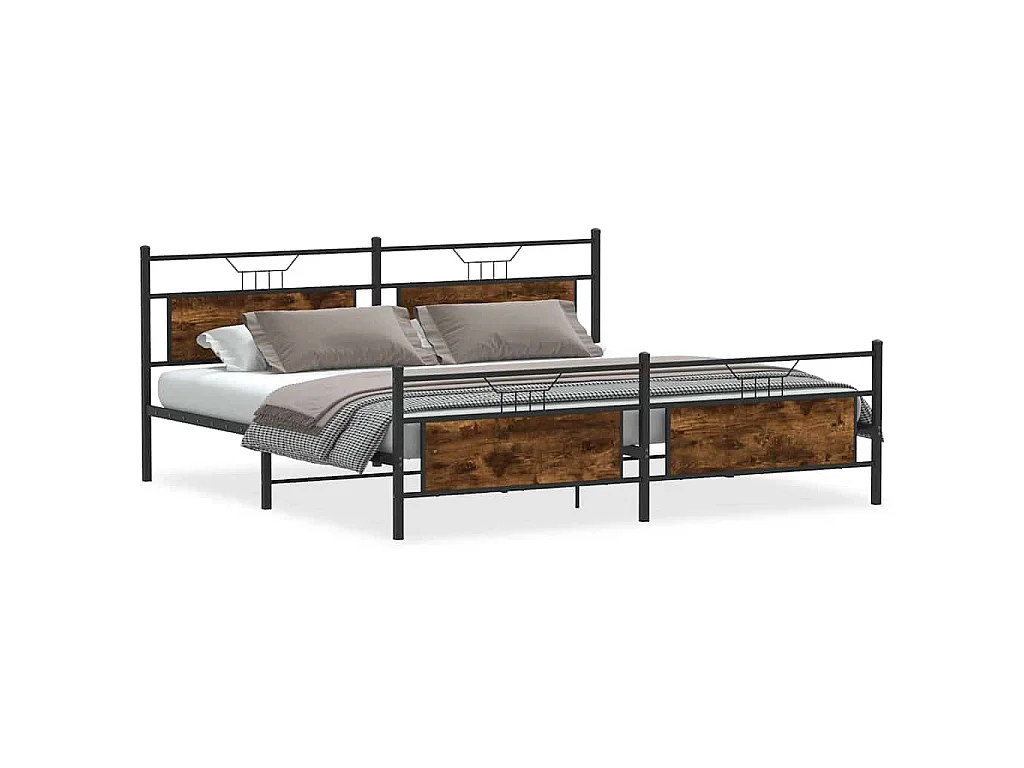 Bedframe zonder matras metaal gerookt eikenkleurig 193x201 cm