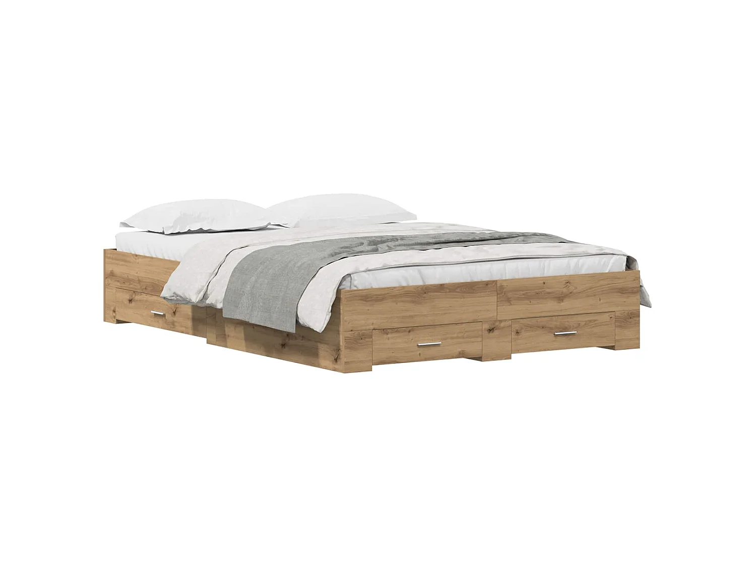 Bedframe met lade Artisan Eiken 140 x 190 cm Bewerkt hout