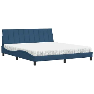 Bed met matras "Hanko" stof blauw 180×200 cm