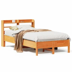 Bedframe zonder matras massief grenenhout wasbruin 100×200 cm Bedframe zonder matras massief grenenhout wasbruin 100×200 cm