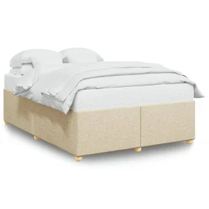 Bedframe zonder matras stof crèmekleurig 140×190 cm