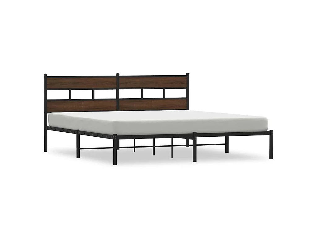 Bedframe met hoofdbord zonder matras bruin eiken 180x200 cm
