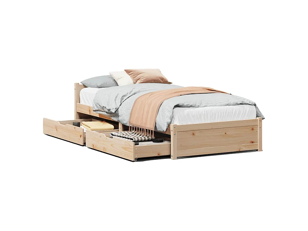 Bedframe zonder matras massief grenenhout 75x190 cm
