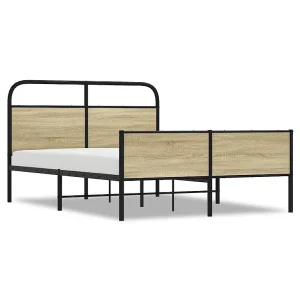 Bedframe zonder matras bewerkt hout sonoma eikenkleur 140x190cm Bedframe zonder matras bewerkt hout sonoma eikenkleur 140x190cm